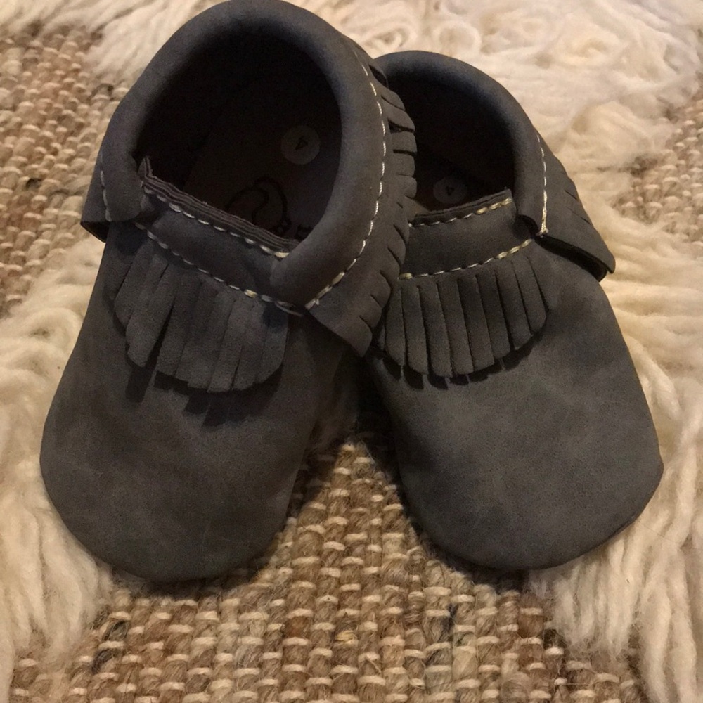 First steps grey moccasins toddler 4